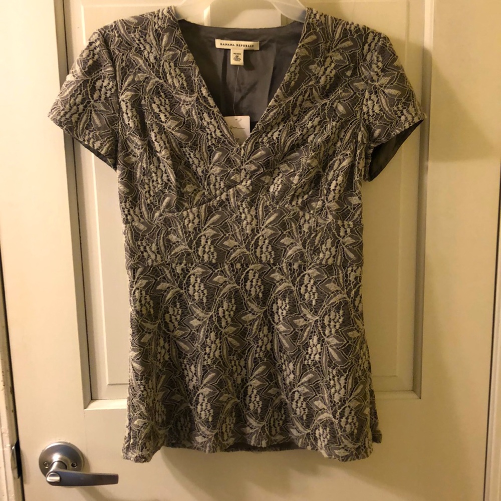 Banana Republic gray lace blouse